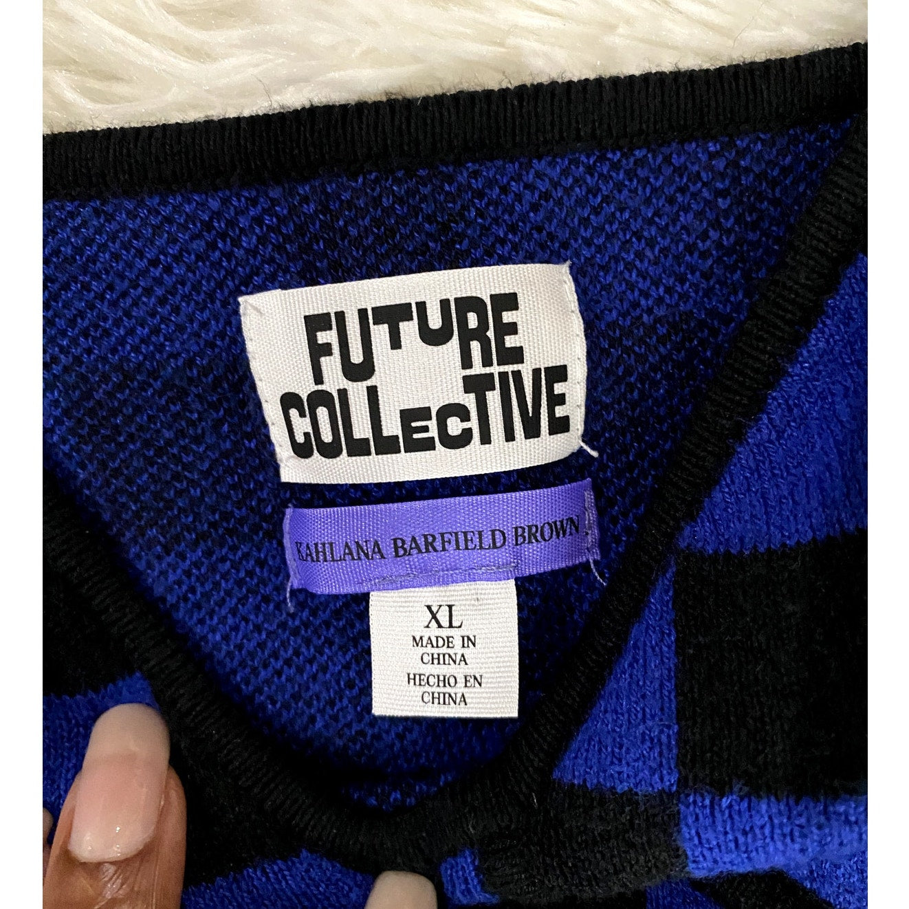 Kahlana Barfield Brown Black/Blue Sweater Crop Tank- Size XL (EUC)