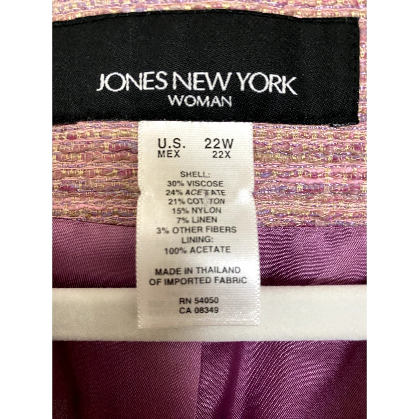 Jones New York Notch Lapel Bastille Framboise Pink Blazer - Sz. 22W (EUC)