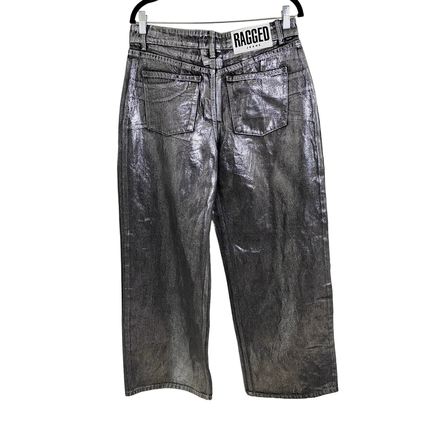 Ragged Glimmer Low Rise Gray Metallic Jeans - Size 30 (NWT)