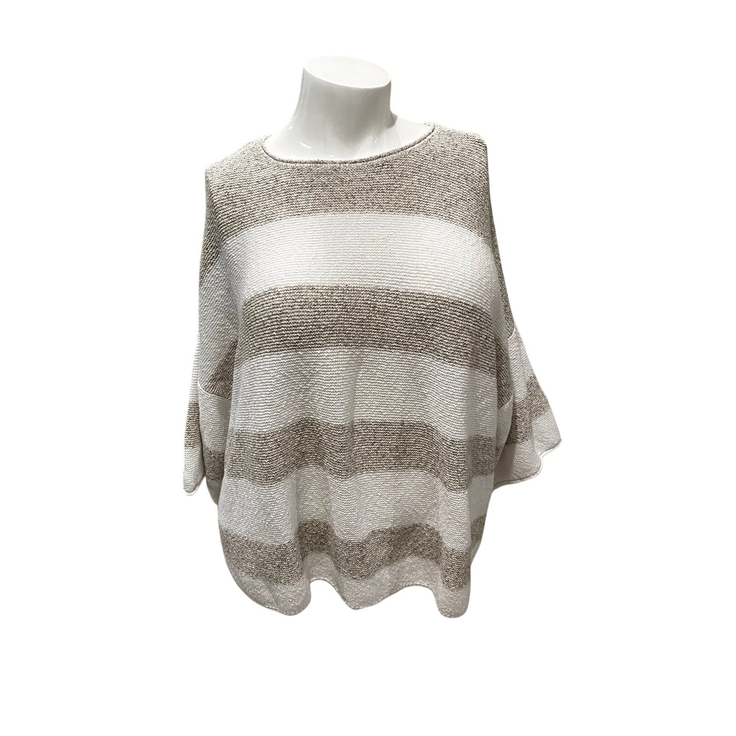 PureJill Beige/White Cap Sleeve Horizontal Striped Sweater - Sz XL (EUC)