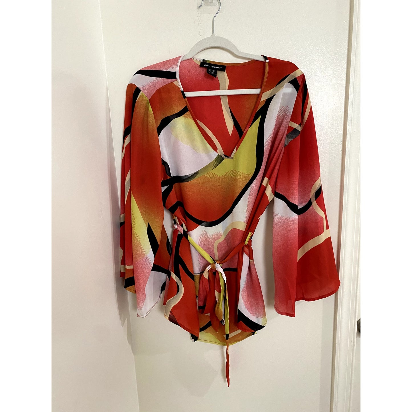 Ashely Stewart Spicy Orange Mulitprint Belted Tunic - Size 14/16