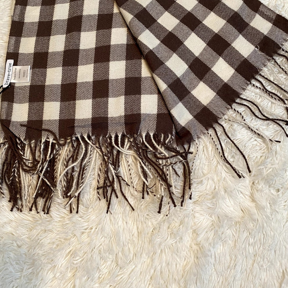 Copied - Brave + True Woodlands Brown & White Plaid Scarf - Size OS (NWT)