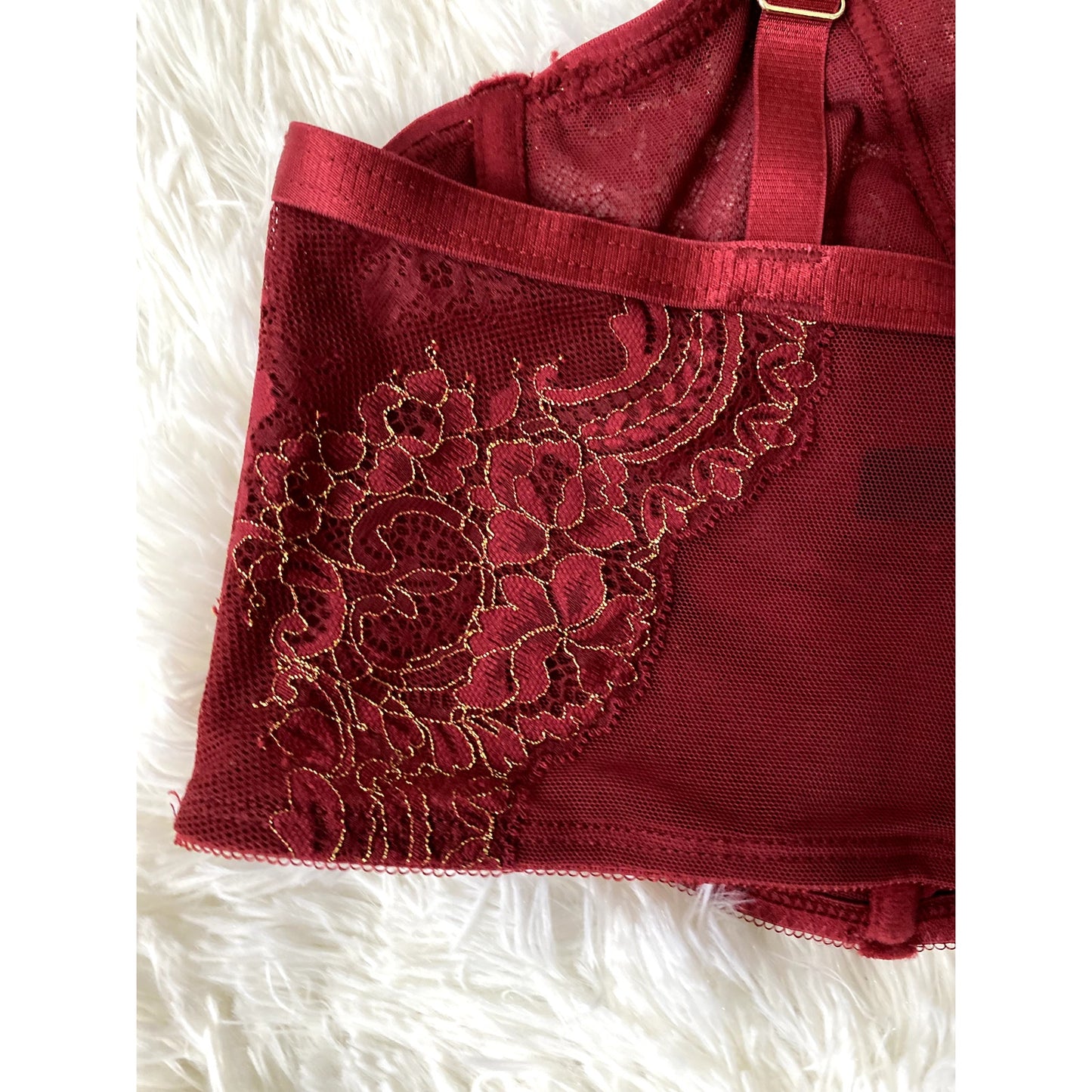 Torrid Red Strappy Lurex Lace Underwire Bra - Size 1