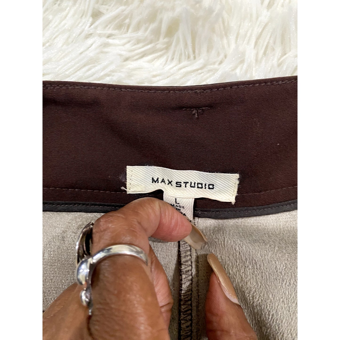 MAX STUDIO Brown Faux Leather Pants - Sz. Large (NWT)