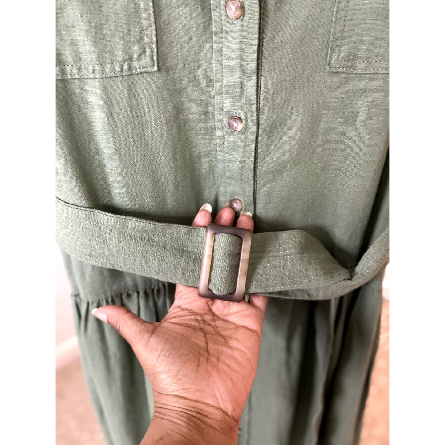 Universal Thread Olive Green Dolman Sleeve Belted Dress - Sz. Large (NWT)