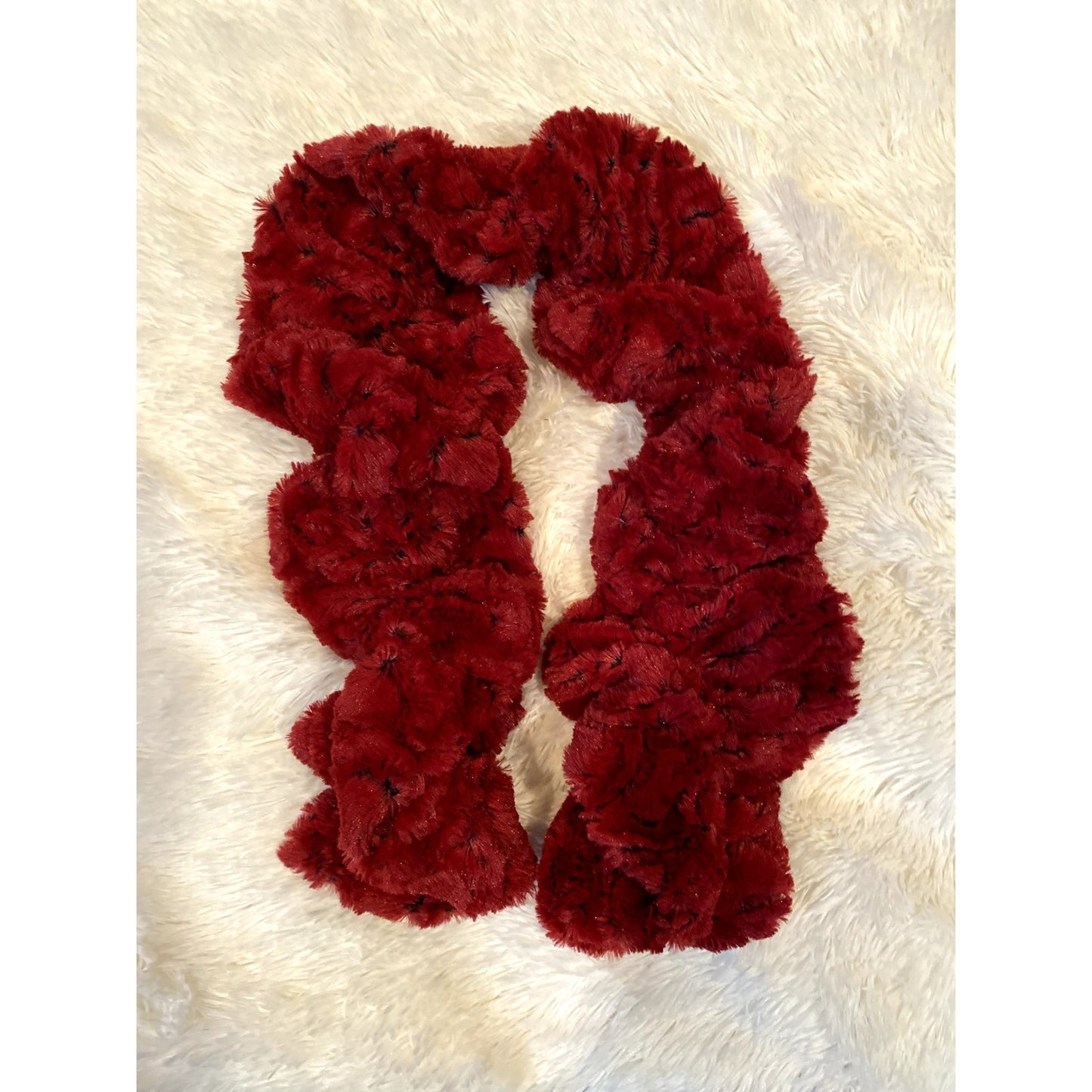 Burgundy Red Ruffle Faux Fur Scarf - Sz. (NWOT)