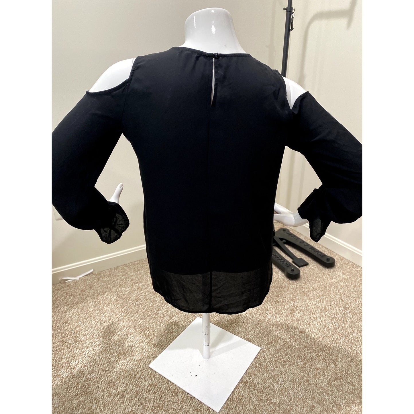 Pleione Black Cold Shoulder Blouse - Size L (EUC)