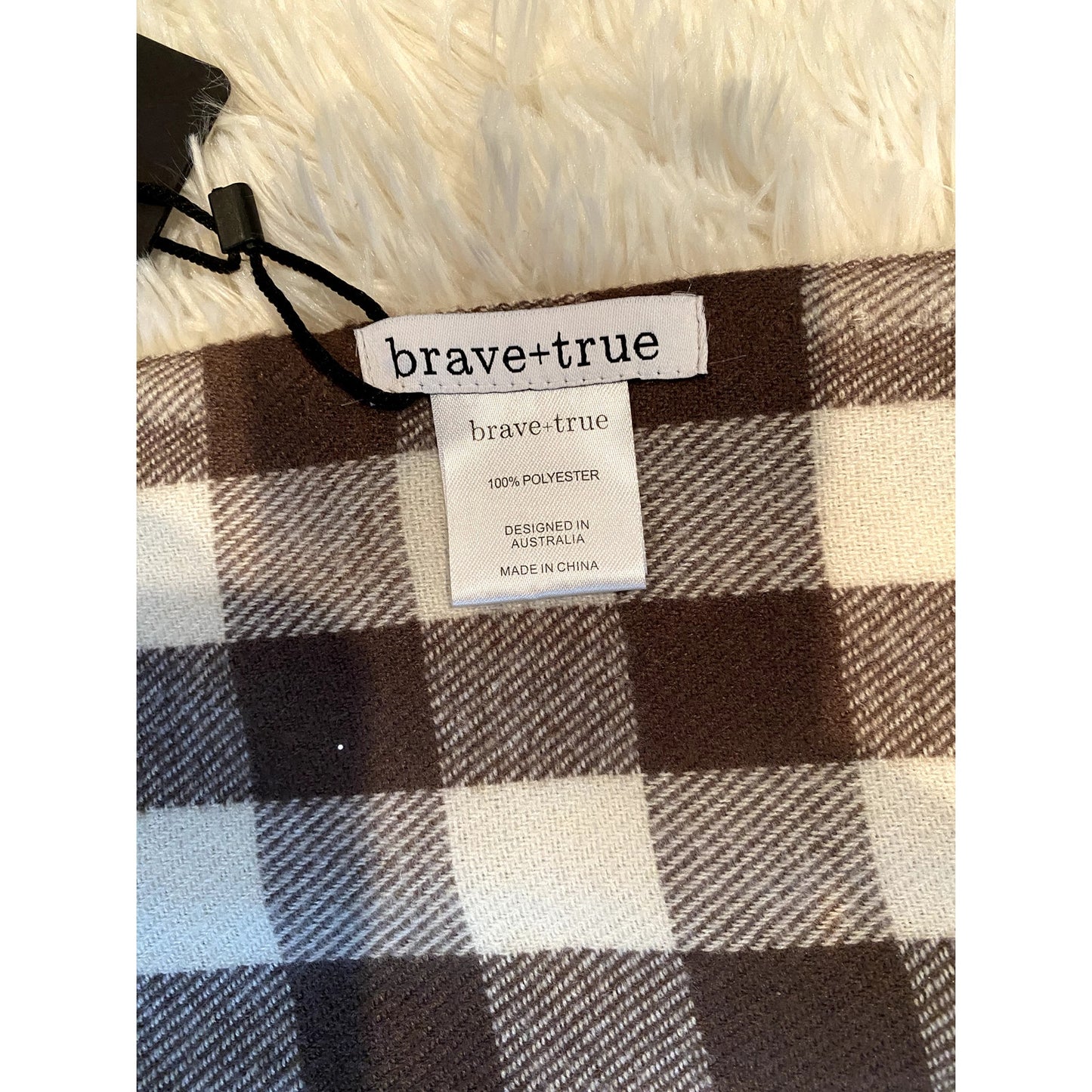 Copied - Brave + True Woodlands Brown & White Plaid Scarf - Size OS (NWT)