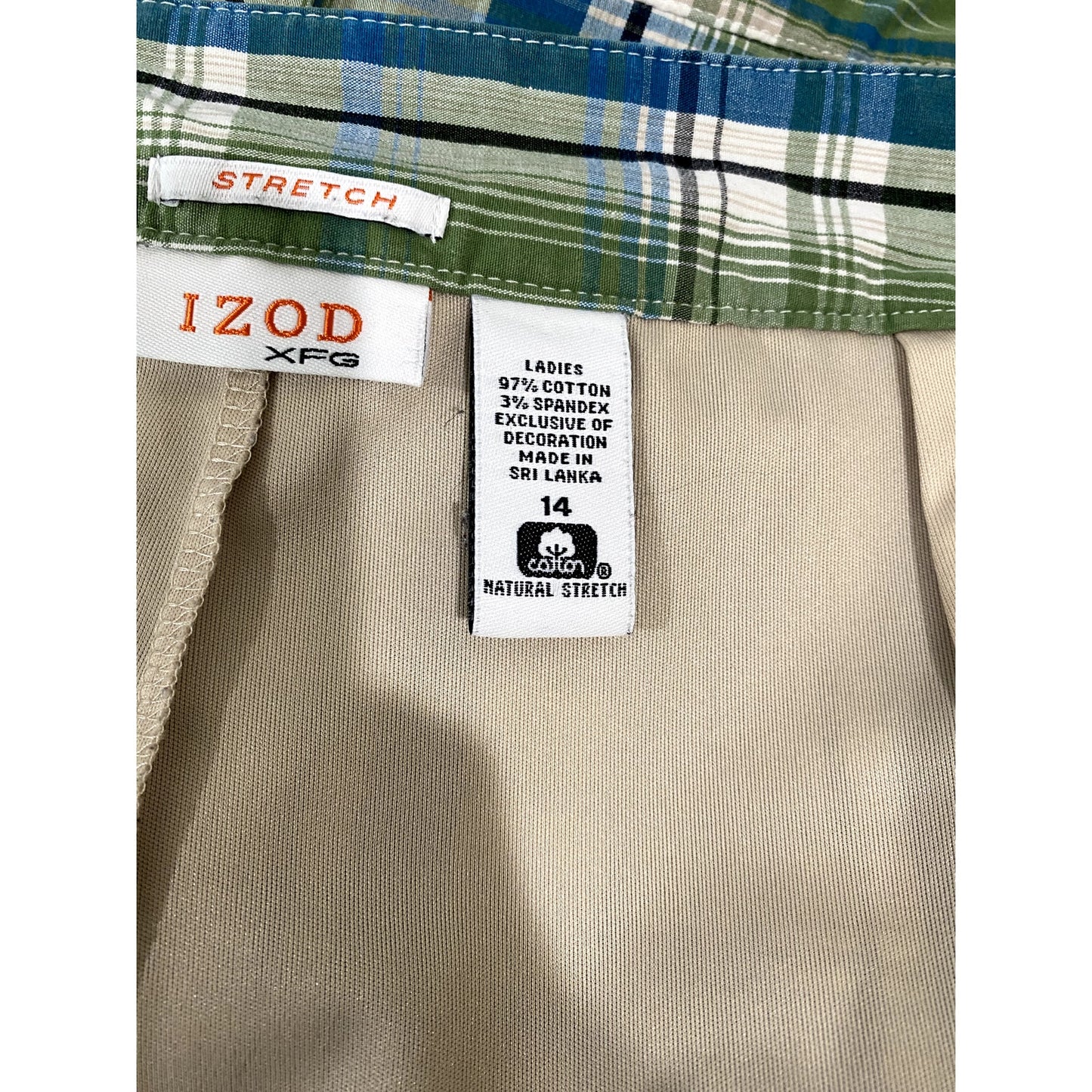 Izod Green/Blue/White Plaid Skort - Size 14 (EUC)