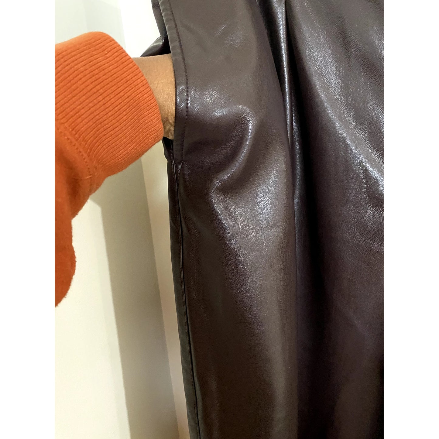 MAX STUDIO Brown Faux Leather Pants - Sz. Large (NWT)