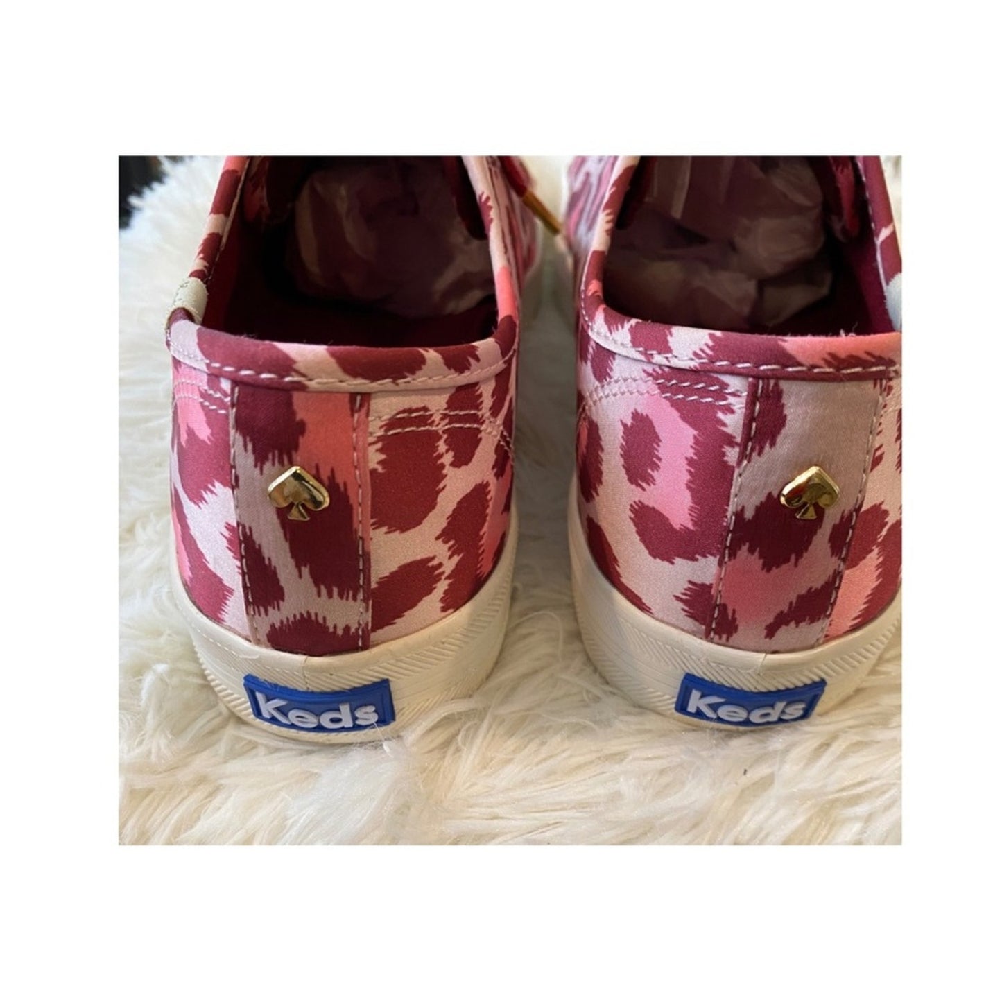 Kate Spade X Keds Pink/Burgundy Leopard Print Sneakers Size 9.5