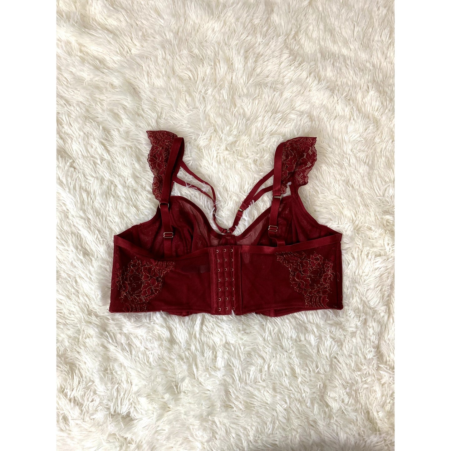Torrid Red Strappy Lurex Lace Underwire Bra - Size 1