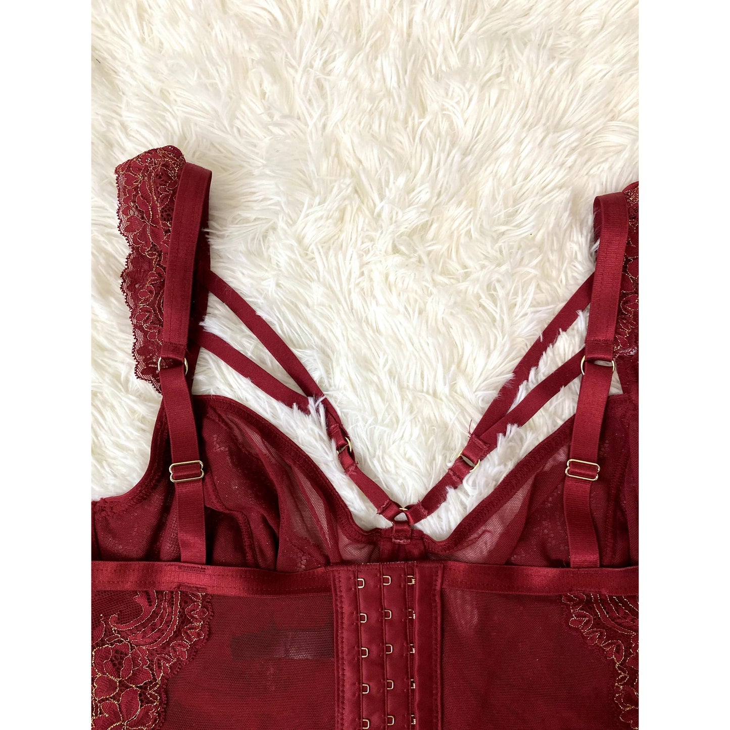 Torrid Red Strappy Lurex Lace Underwire Bra - Size 1