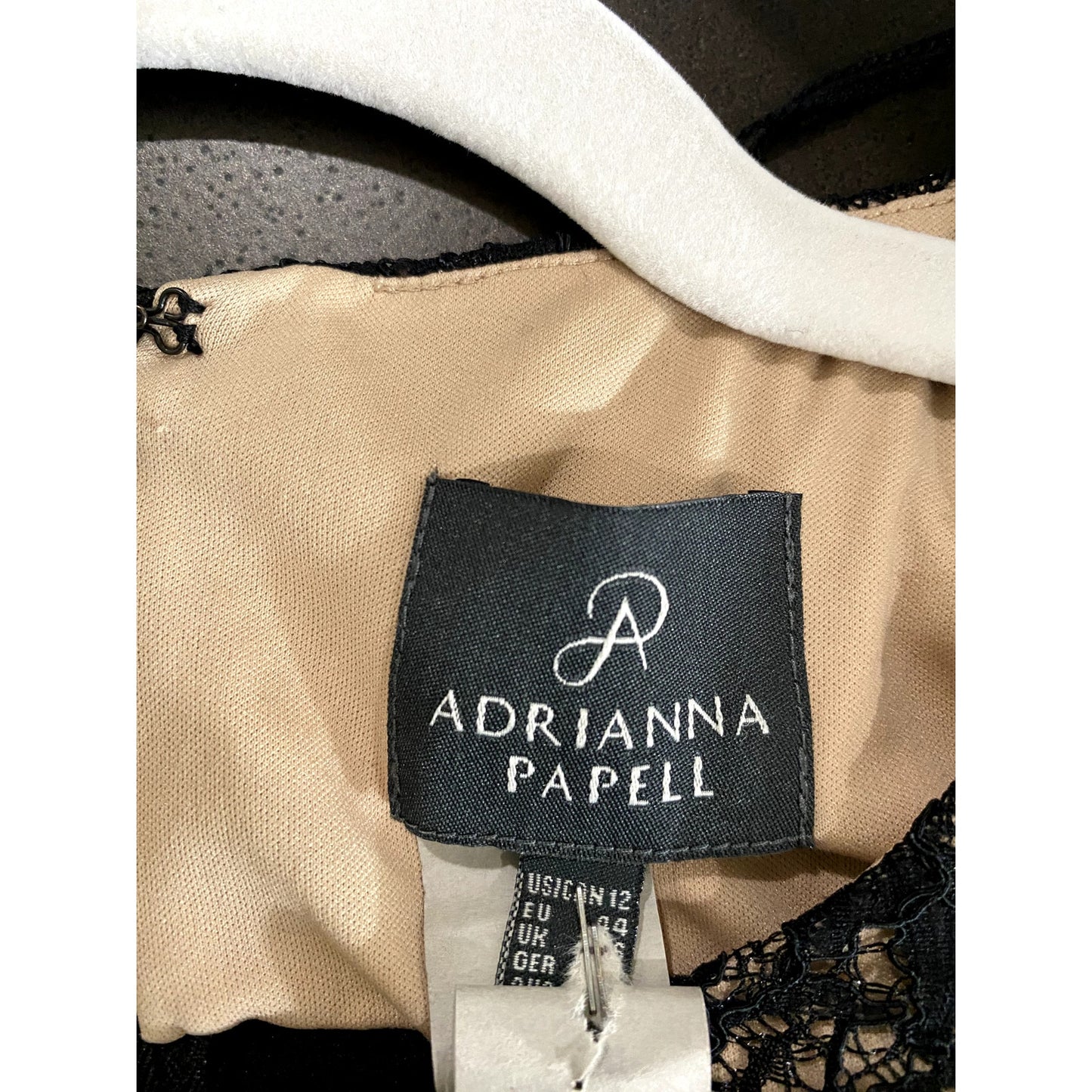 Adrianna Papell Black Lace Pleated Cocktail Dress - Size 12 (EUC)
