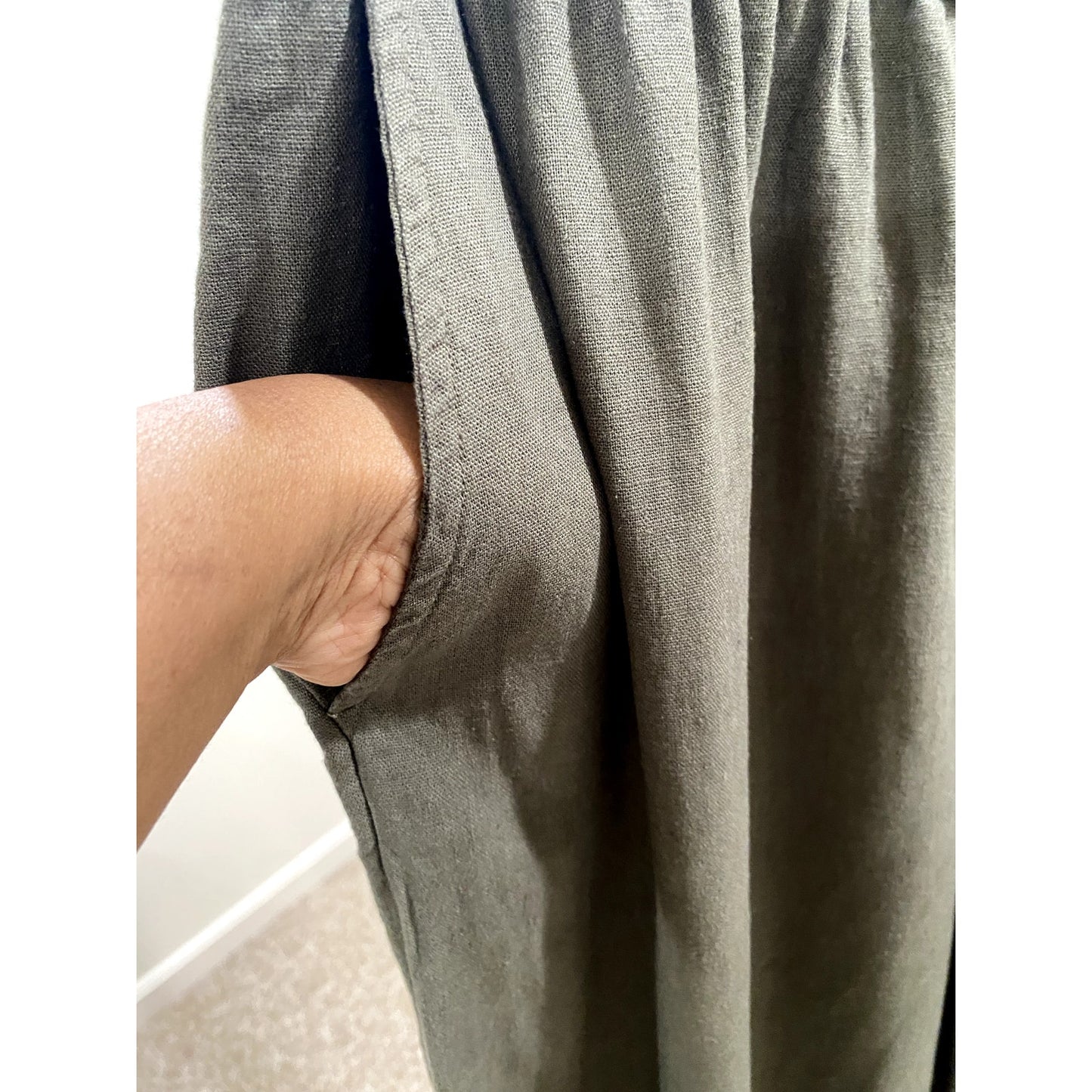 Melrose and Market Wide Leg Olive Linen Blend Pants - Size M (NWT)