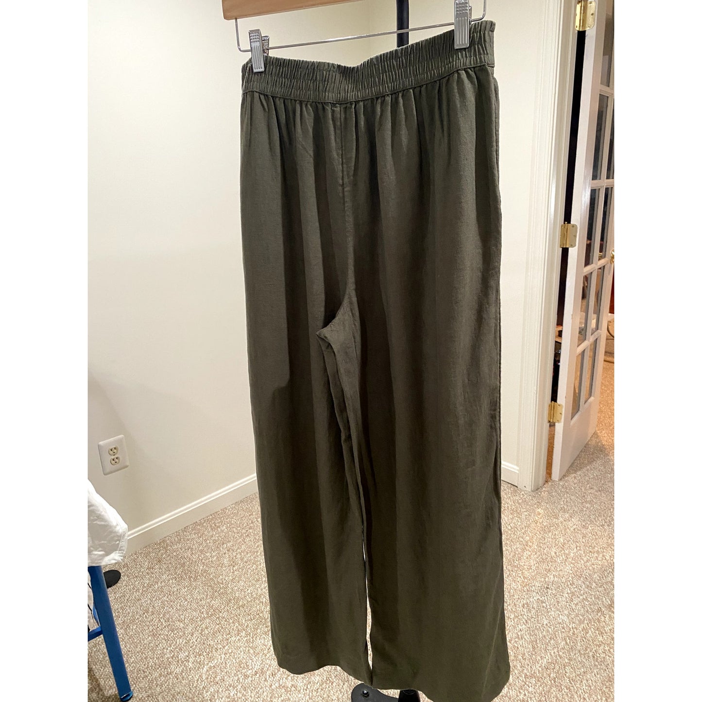 Melrose and Market Wide Leg Olive Linen Blend Pants - Size M (NWT)