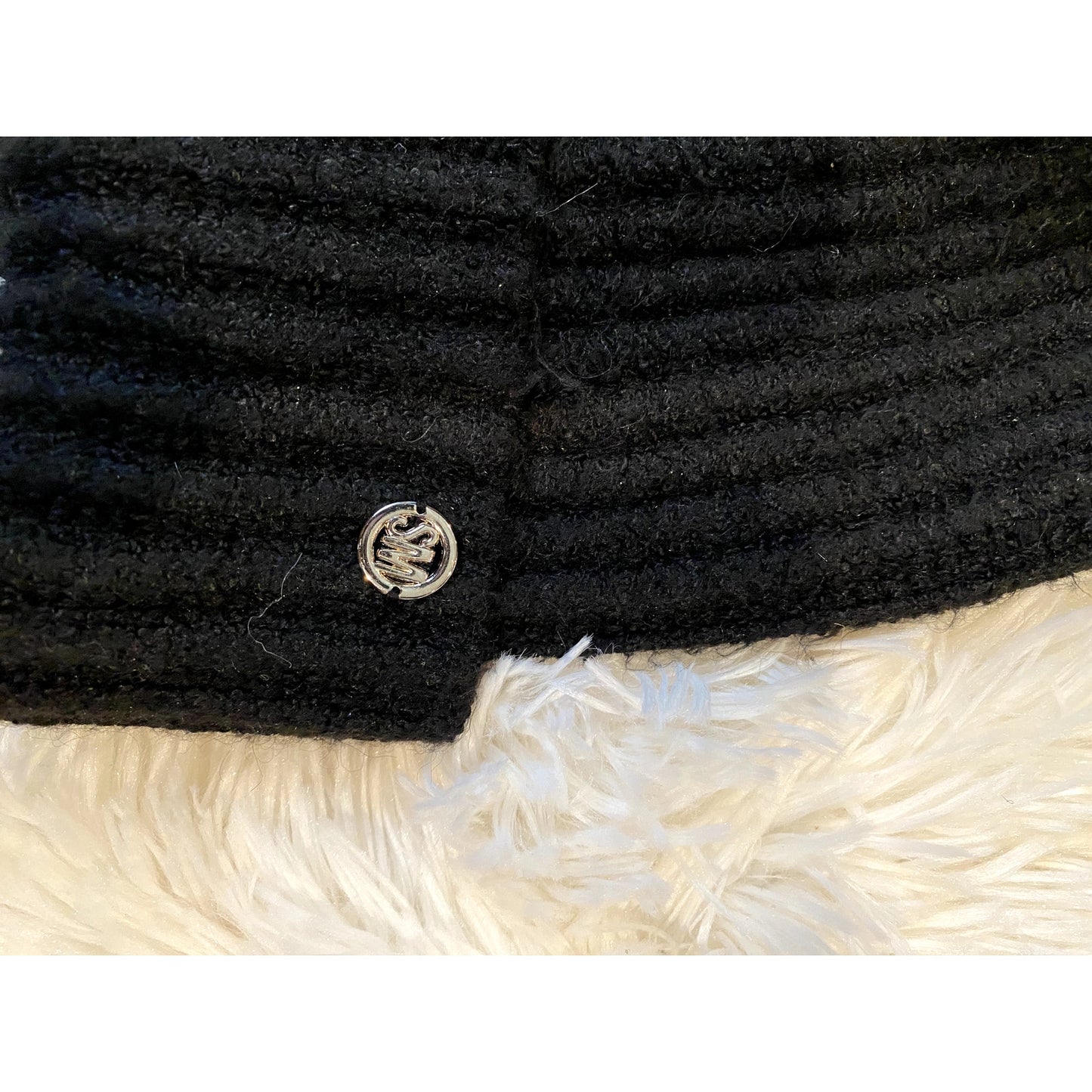 Steve Madden Heathered Rib Knit Black Beanie Hat with Puff - Sz. OS (NWT)