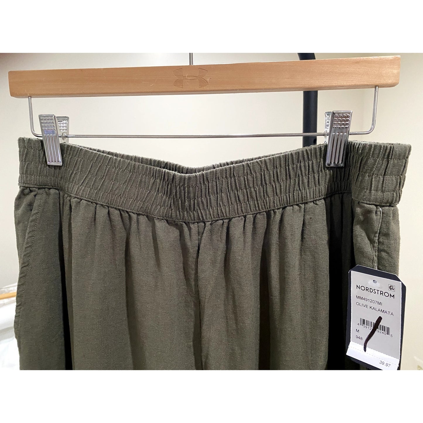 Melrose and Market Wide Leg Olive Linen Blend Pants - Size M (NWT)