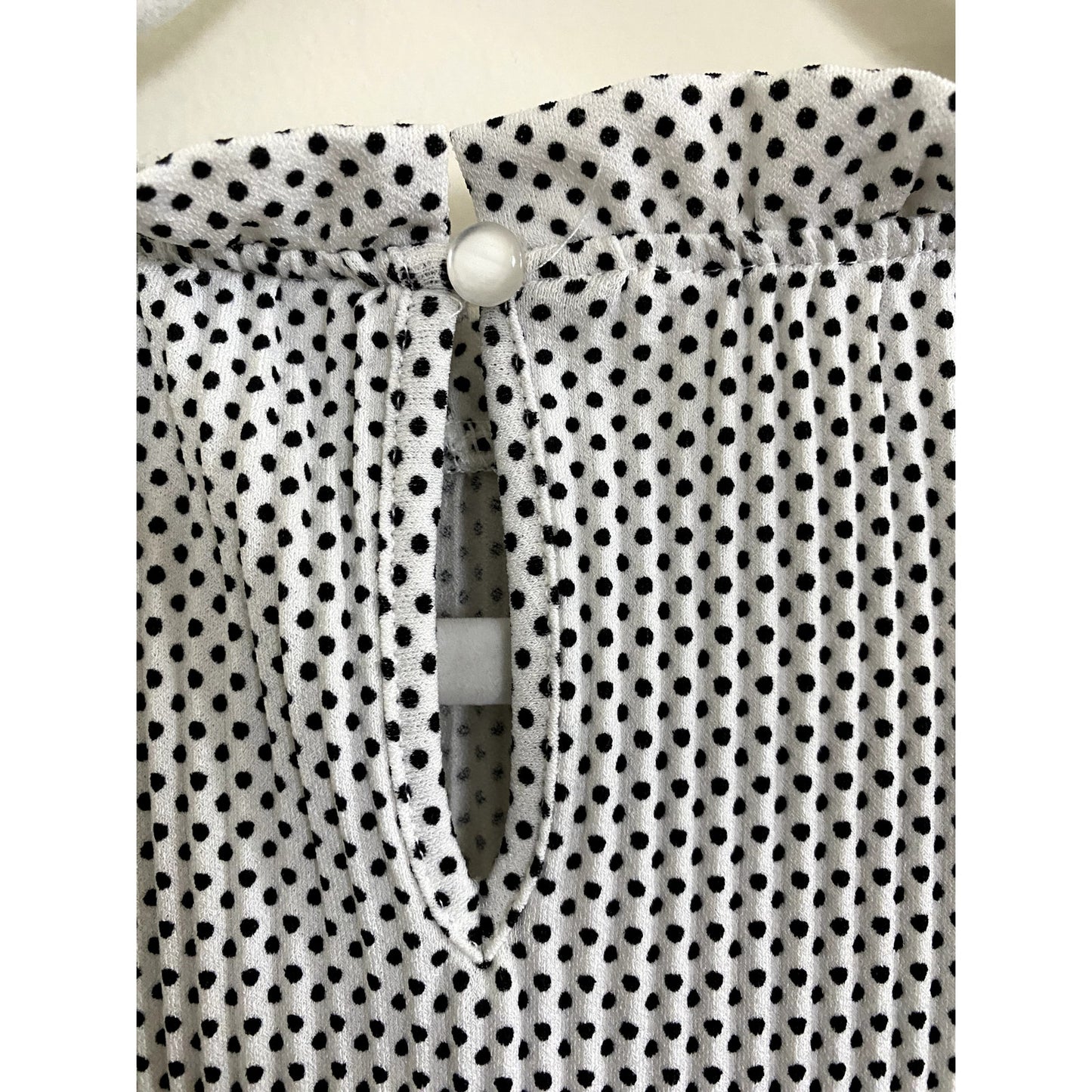 Adrianna Papell White with Black Polka Dots Long Sleeve Top - Sz. L (NWT)