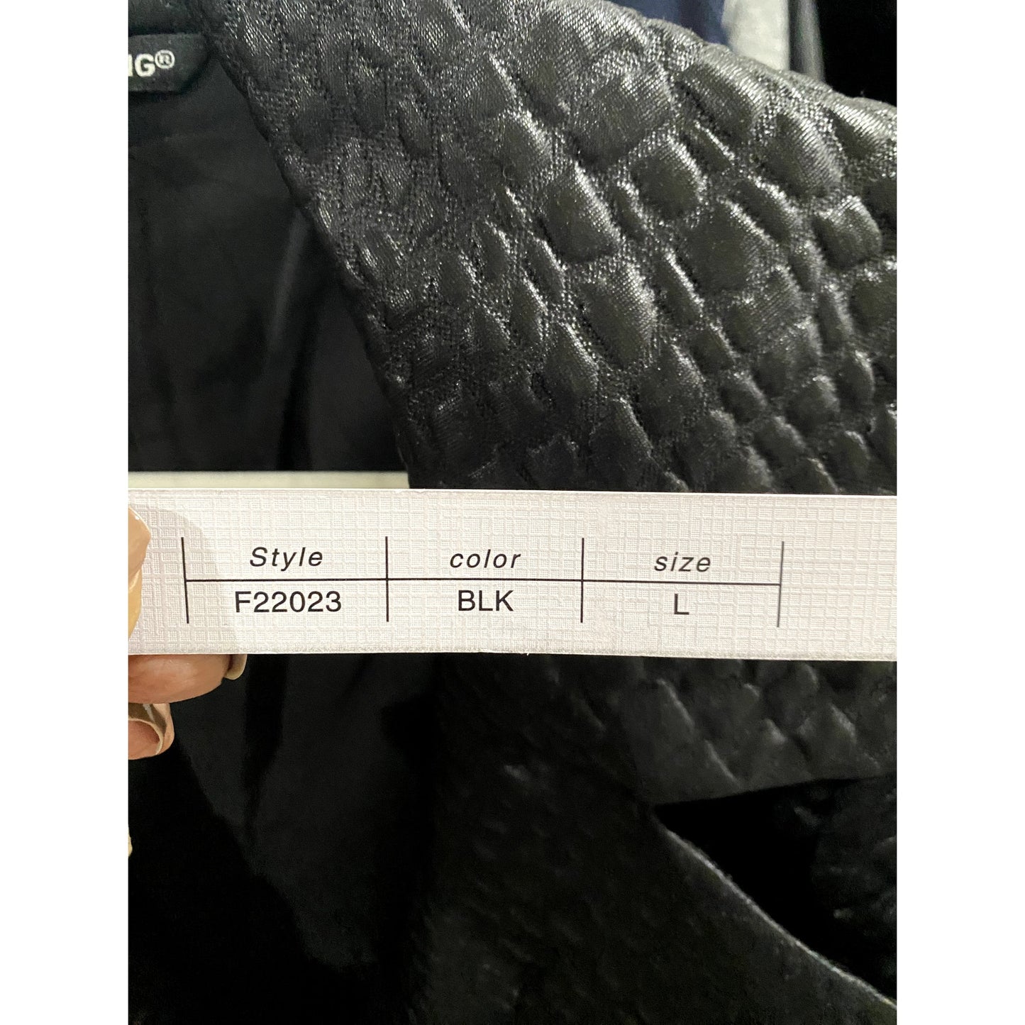 Samuel Dong Black Knit Alligator Pattern Jacquard A-line Coat - Size L - Boutique
