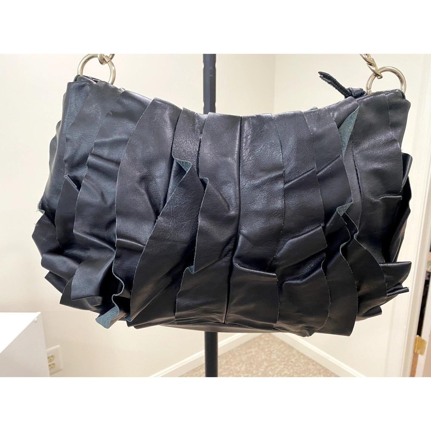 Ann Taylor Leather Purse with Ruffle Accent Detail - Size OS (EUC)