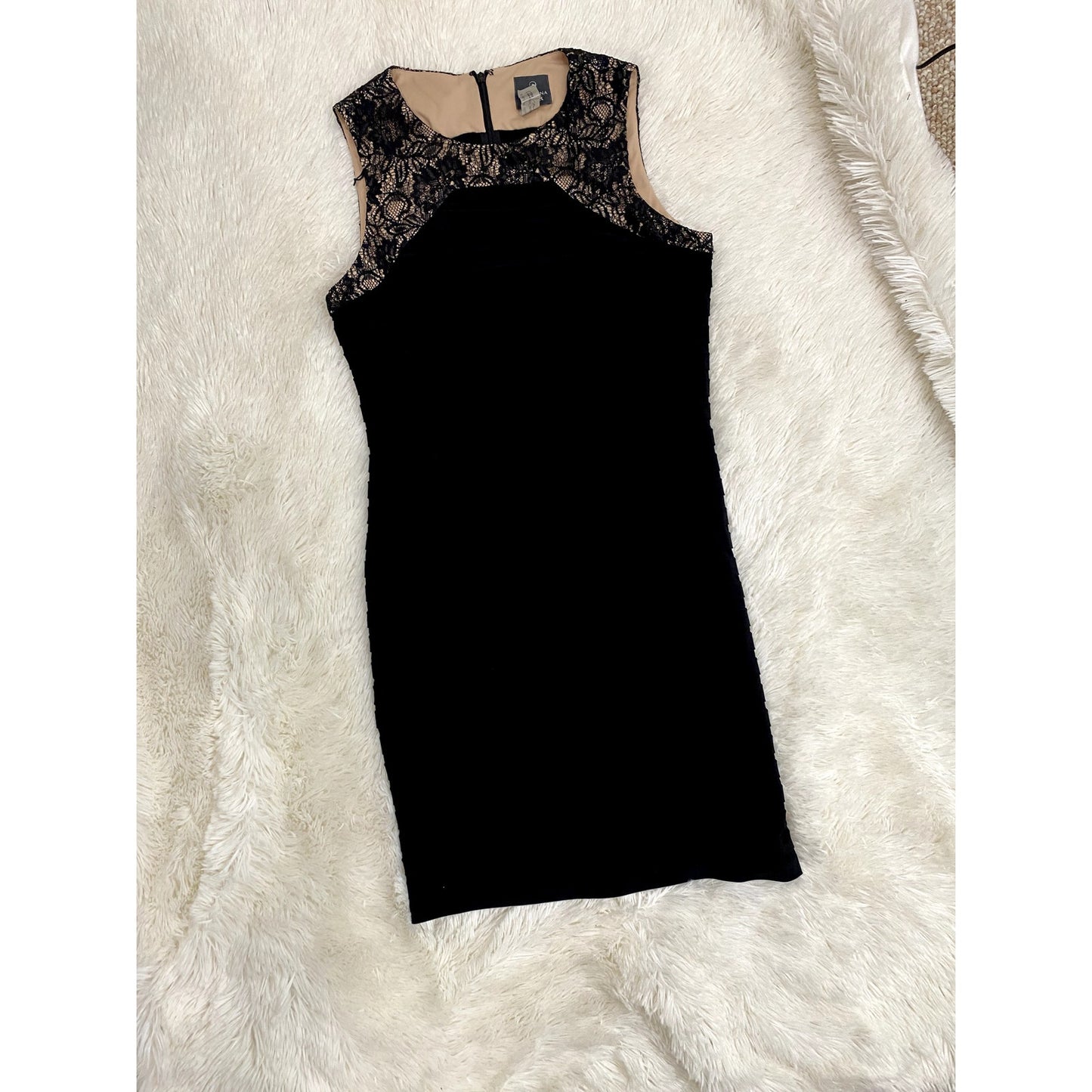 Adrianna Papell Black Lace Pleated Cocktail Dress - Size 12 (EUC)