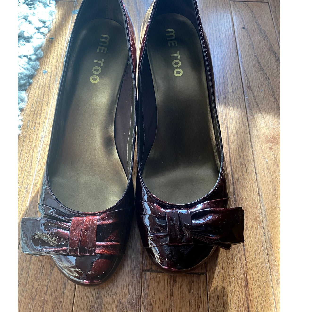 Me Too Burgundy Patent Leather Low Heeled Shoes - Sz. 9M (EUC)