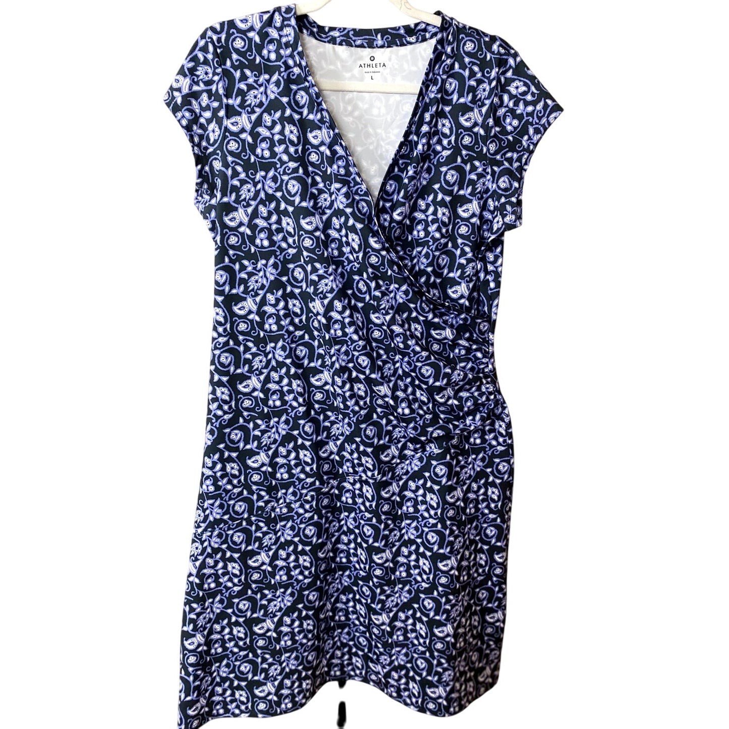 Athleta Faux Wrap V-Neck Floral Print Dress - Size L (EUC)