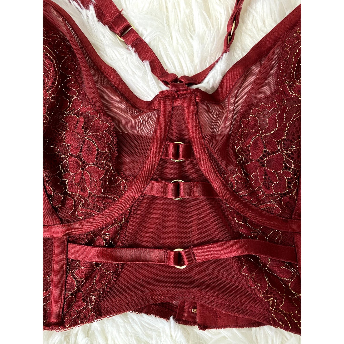 Torrid Red Strappy Lurex Lace Underwire Bra - Size 1