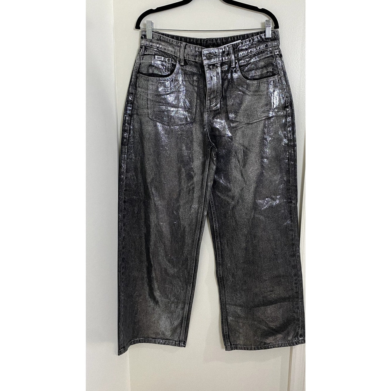 Ragged Glimmer Low Rise Gray Metallic Jeans - Size 30 (NWT)