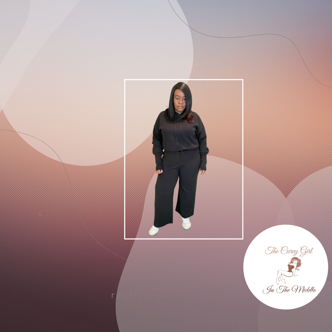 Curvy Plus Black Two Piece Set