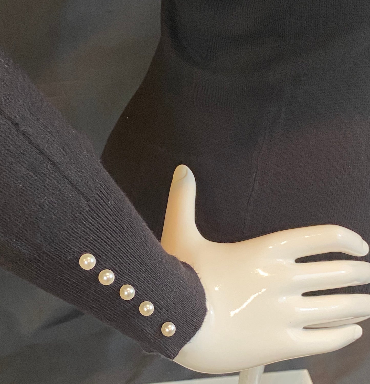 Curvy Plus Long Sleeve Shirt with Pearl Detail