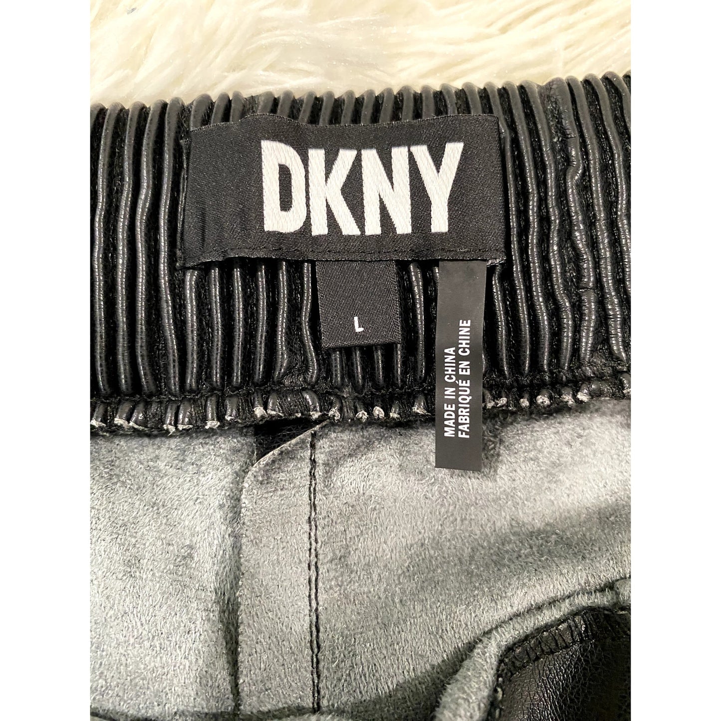 DKNY Black Faux Leather Pants - Sz. Large (NWT)