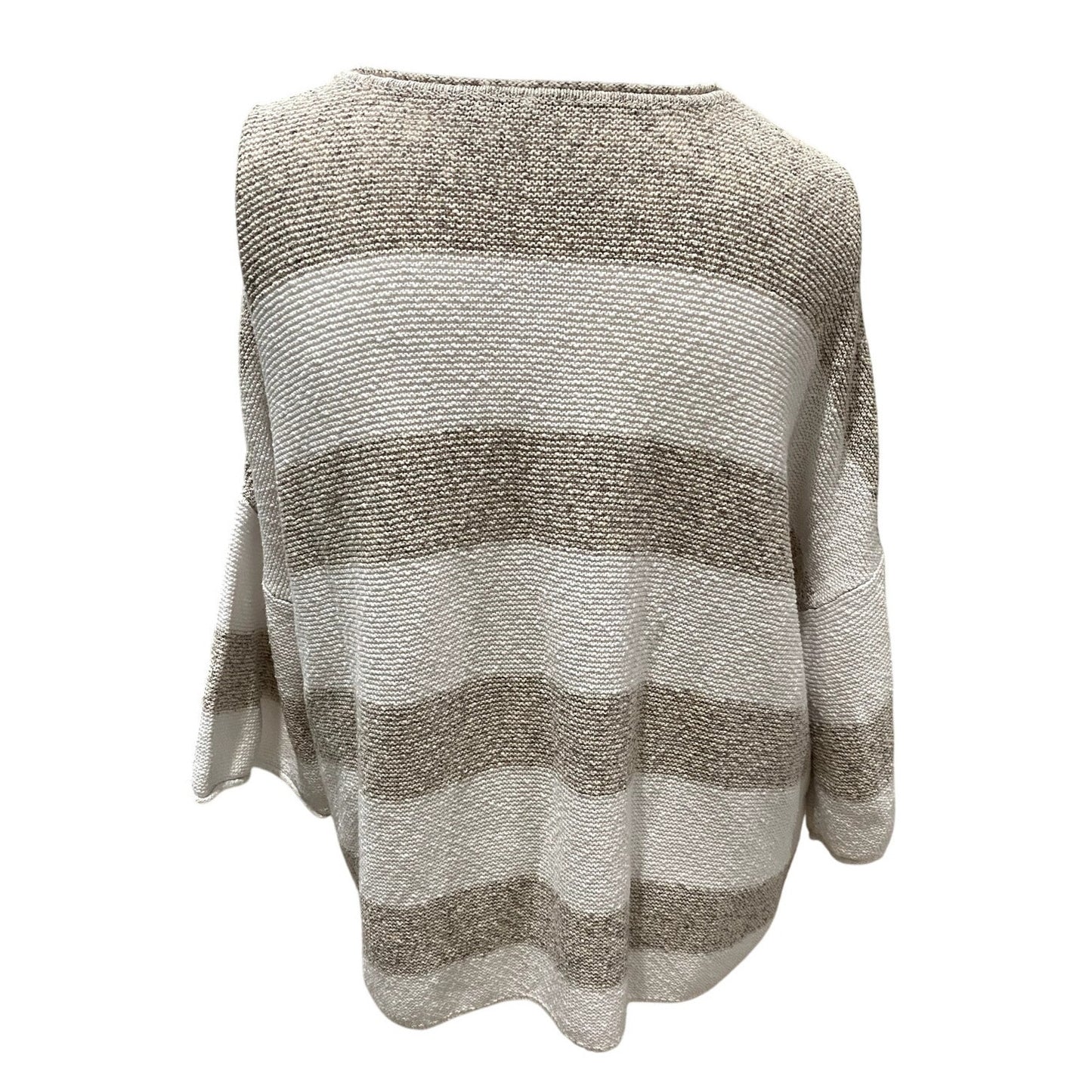 PureJill Beige/White Cap Sleeve Horizontal Striped Sweater - Sz XL (EUC)