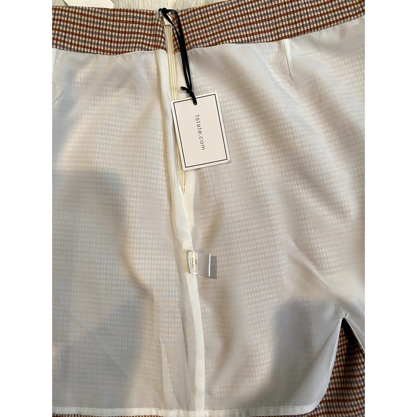 1.STATE  Ginger Plaid Mini Skirt - Sz. 12 (NWT)