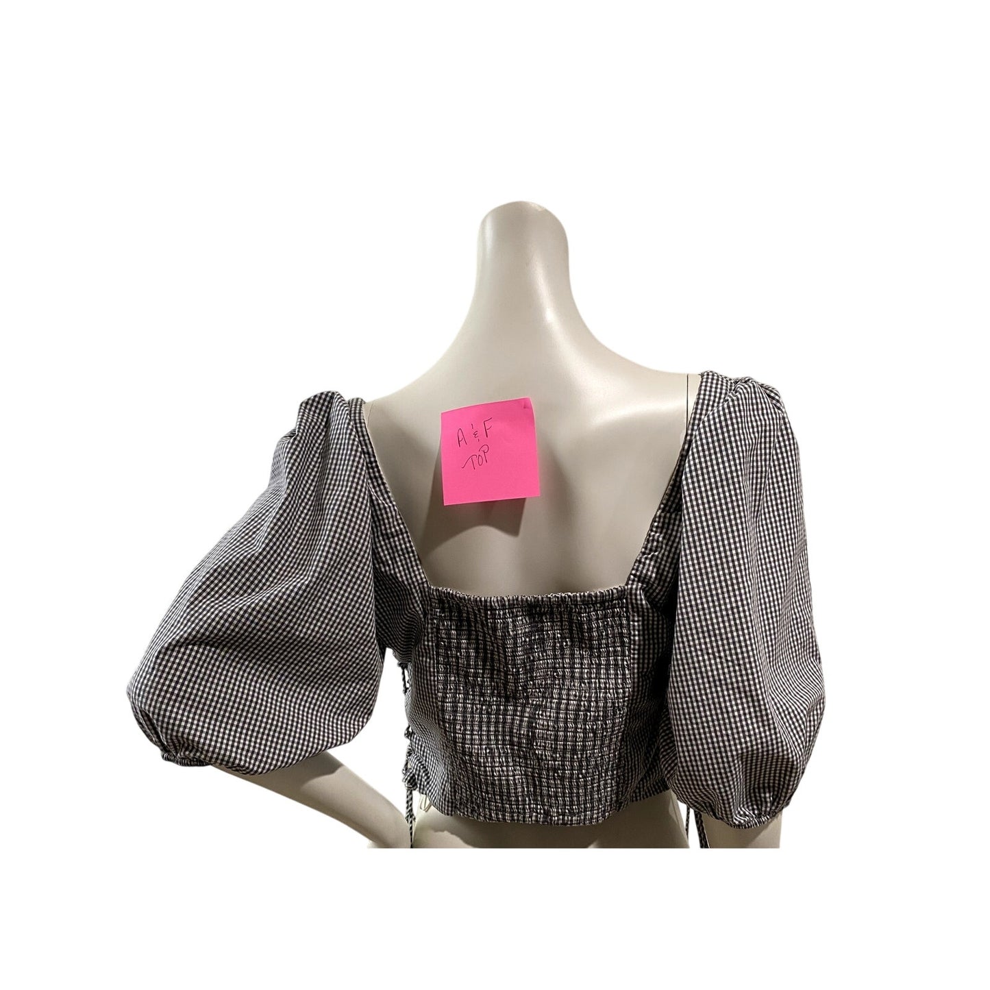 Abercrombie & Fitch Gingham Black/Gray/White Plaid Crop Top - Sz. Large (NWT)