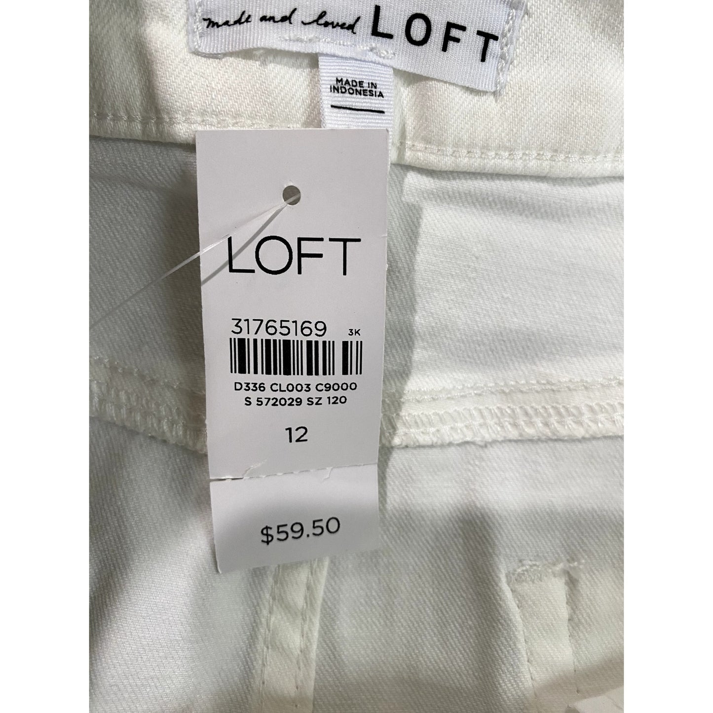 Ann Taylor Loft White Denim Mini Skirt - Size 12 (NWT)