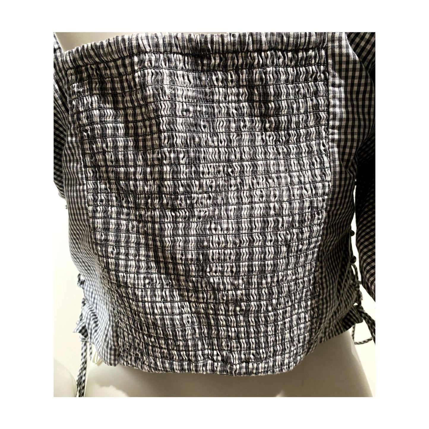Abercrombie & Fitch Gingham Black/Gray/White Plaid Crop Top - Sz. Large (NWT)