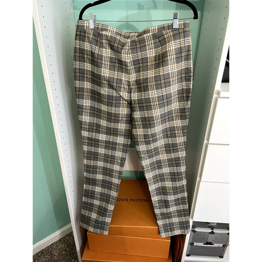 Jones New York Plaid Fly Front Slim Leg Pants - Size L