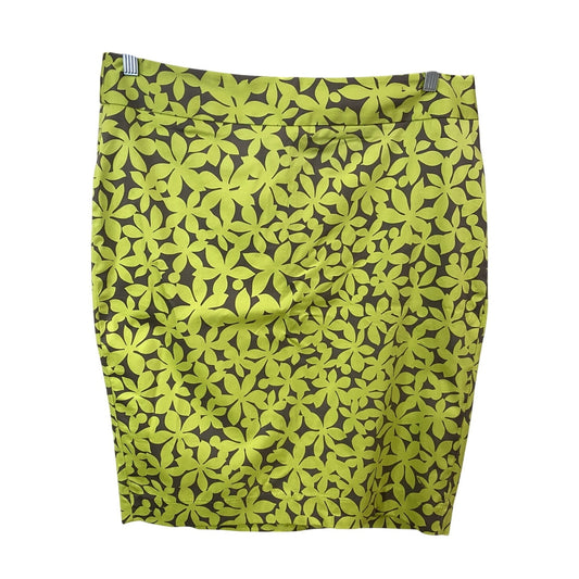 Lane Bryant Green Gray Floral Cotton Stretch Pencil Skirt - Sz. 16 (NWOT)