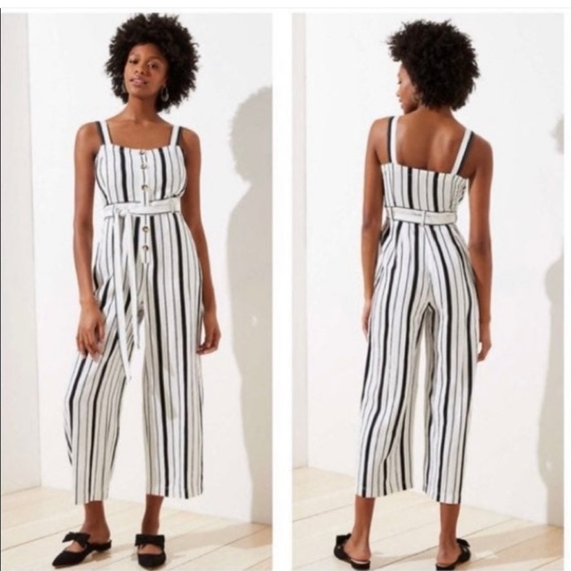 Ann Taylor Loft White & Black Jumpsuit - Size 14 (EUC)
