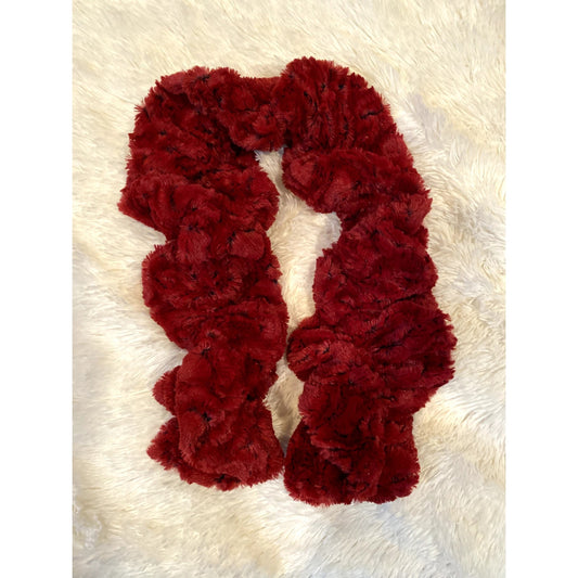 Burgundy Red Ruffle Faux Fur Scarf - Sz. (NWOT)