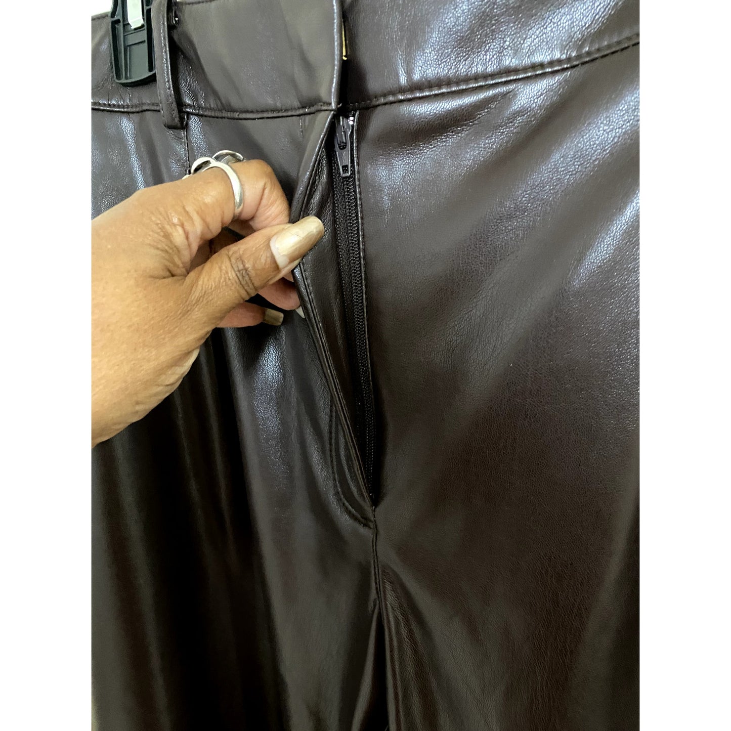 MAX STUDIO Brown Faux Leather Pants - Sz. Large (NWT)
