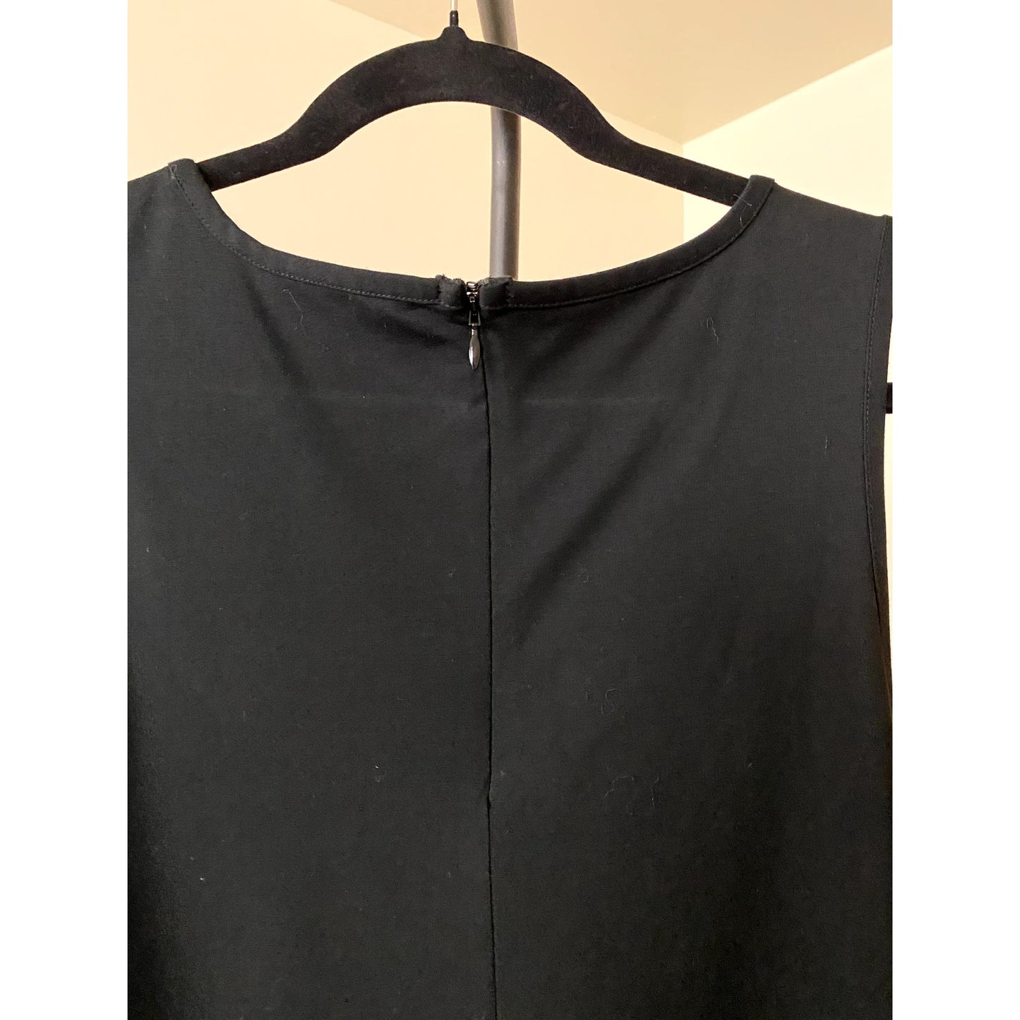 Banana Republic Black Round Neck Stretch Faux Leather Trim Top - Size L (EUC)