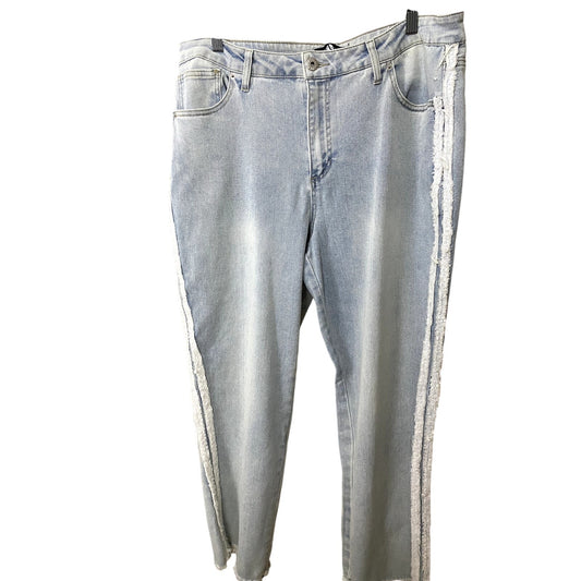 Ashley Stewart Blue Frayed Denim Jeans  - Sz.16 (NWT)