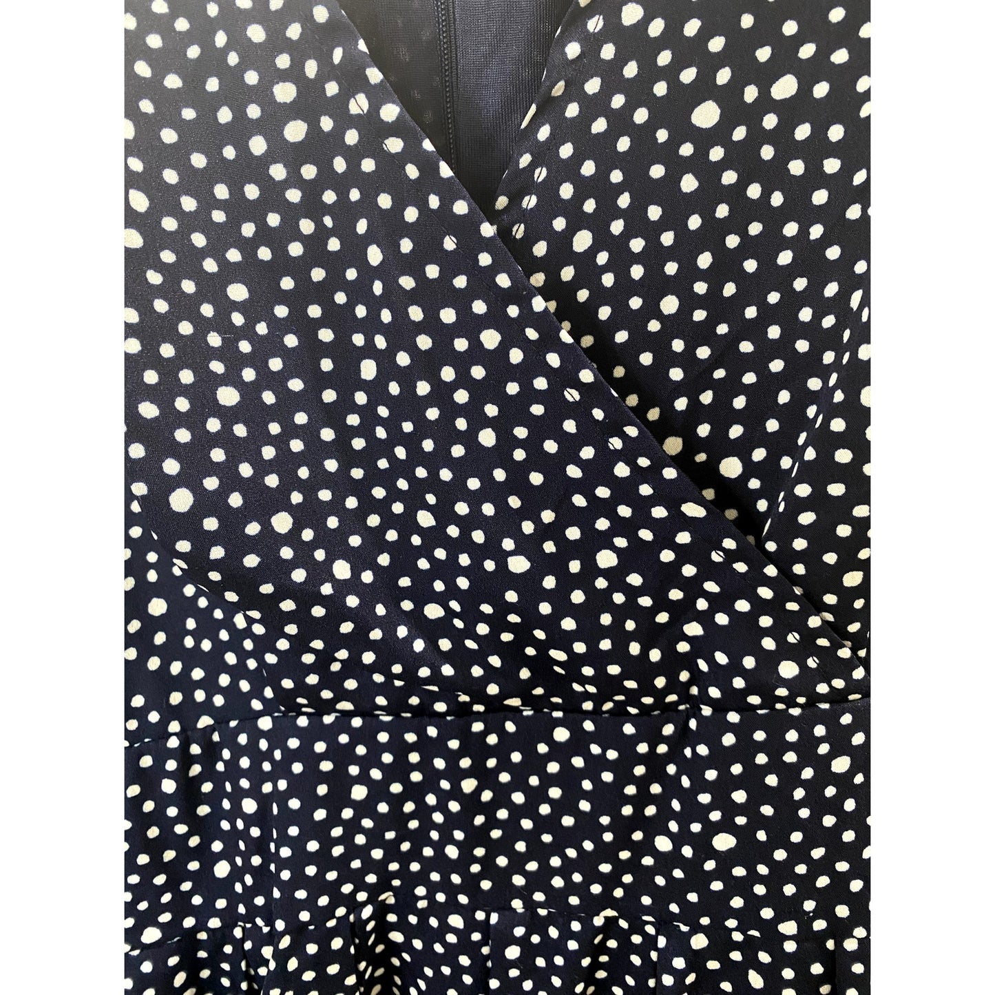 Masion Jules Navy/White Faux Wrap Dress - Size Large (EUC)