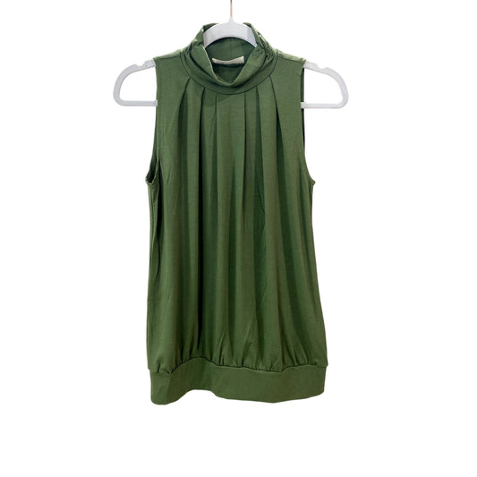 Zenana Green High Neck Pleated Top with Waistband -Size SM - XL (Boutique)
