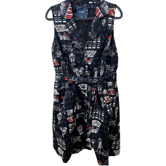 Modcloth Black Printed Dress - Size 2X (NWOT)