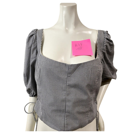 Abercrombie & Fitch Gingham Black/Gray/White Plaid Crop Top - Sz. Large (NWT)