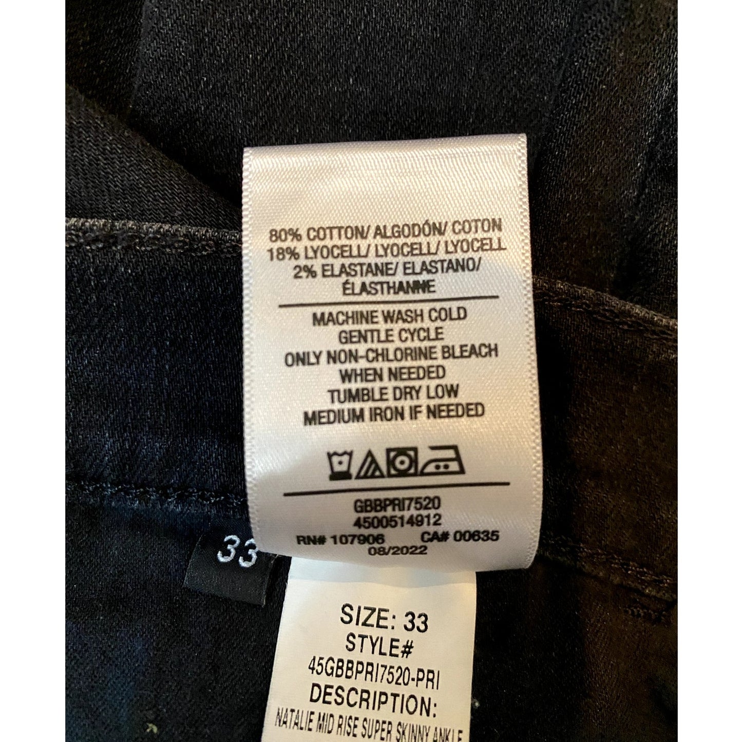Hudson Natalie Black Mid-Rise Jeans - Size 33 (NWT)